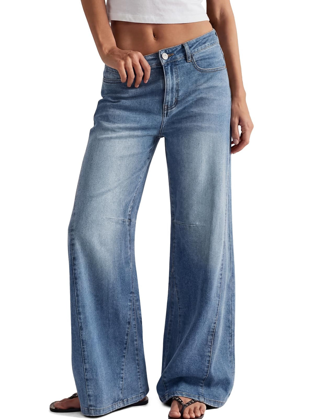 Trendy Queen Women's High Waisted Wide Leg Jeans Barrel Baggy Pants