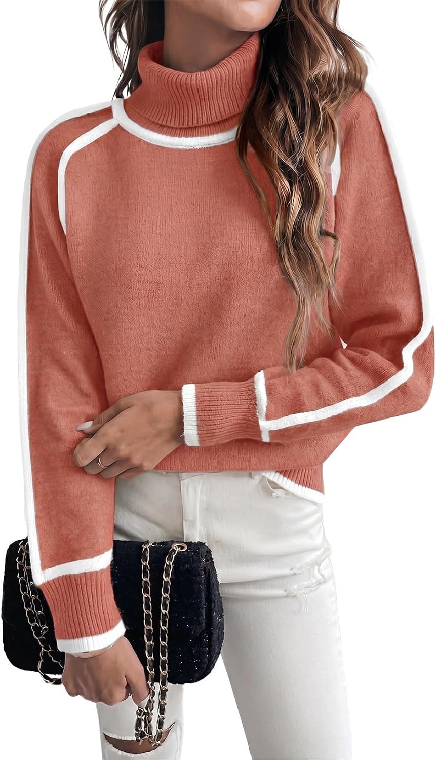 EVALESS Sweaters for Women Fall Winter Cozy Turtleneck Sweater