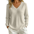 Women’s Lightweight Waffle Knit Sweater V-Neck Loose Fit Pullover