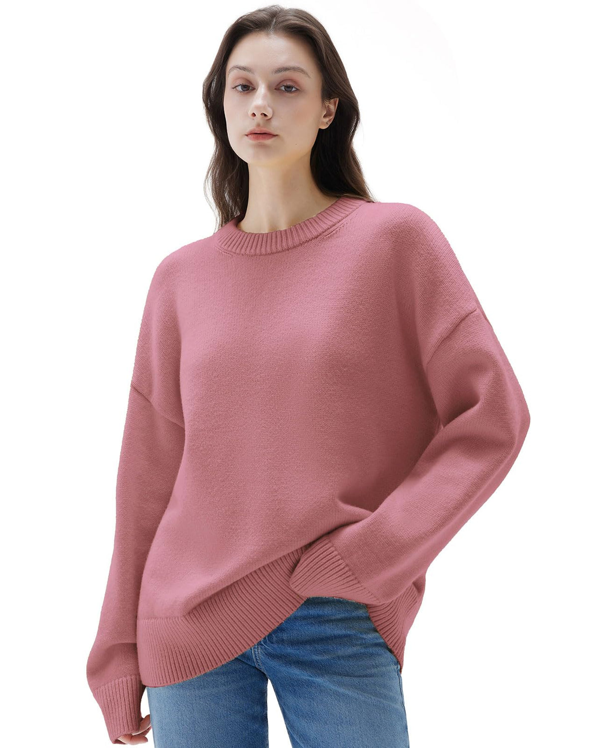 SUUKSESS Women Cashmere Blend Oversized Sweaters Long Sleeve Pullover Tops