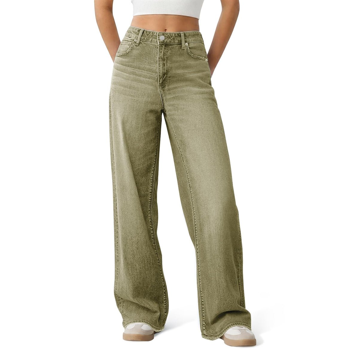 Women's Wide Leg Jeans High Waisted Baggy Straight Denim Pants