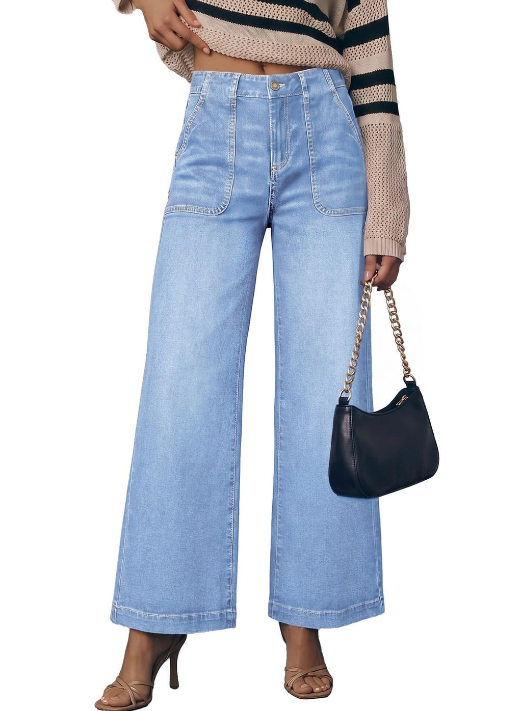 Sidefeel Womens Wide Leg Jeans High Waisted Baggy Denim Pants