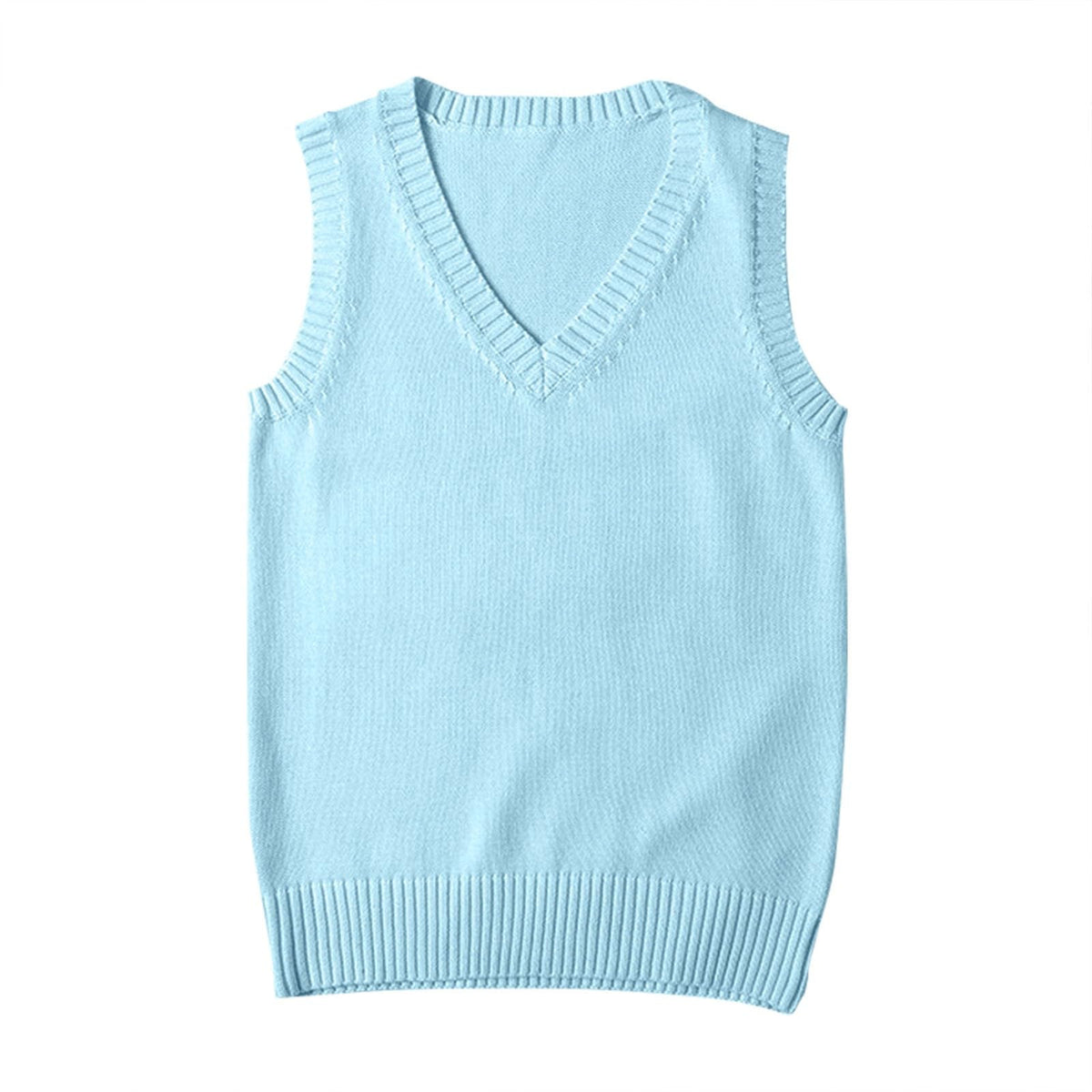 Sweater Vest for Women V Neck Sleeveless Ribbed Trim Solid Knit Casual Layering Daily Tank Vest