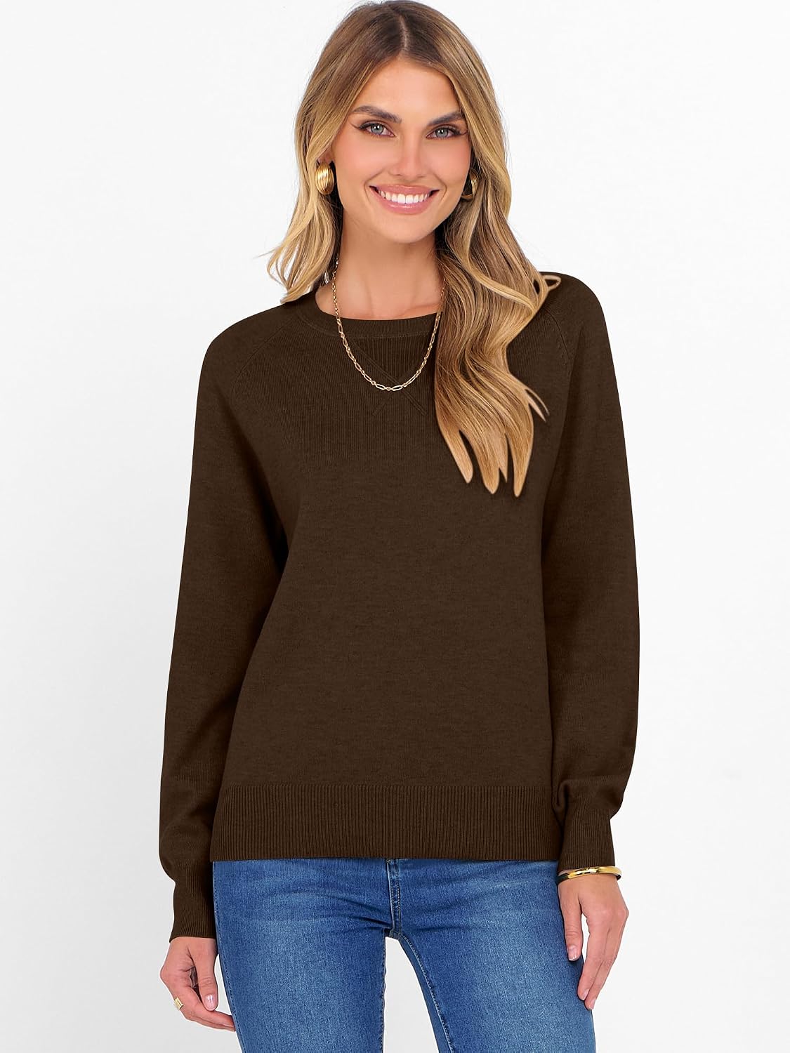 ANRABESS Sweater for Women Lightweight Knit Fall Pullover