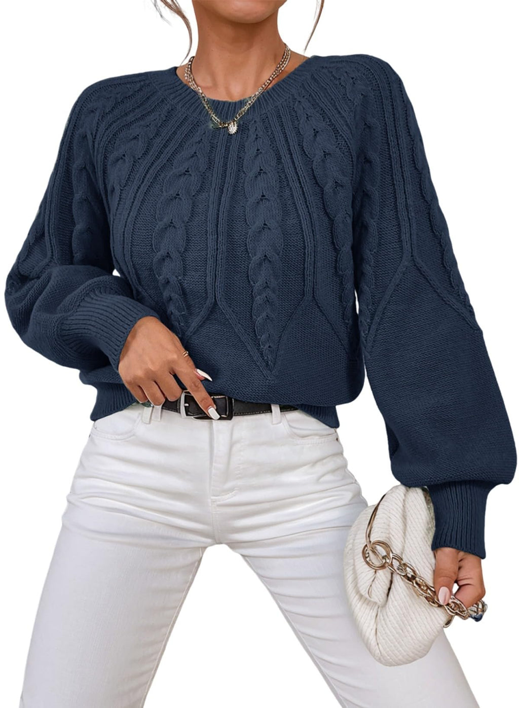 Dokotoo Womens Sweaters Long Sleeve Cable Knit Chunky Fall Tops