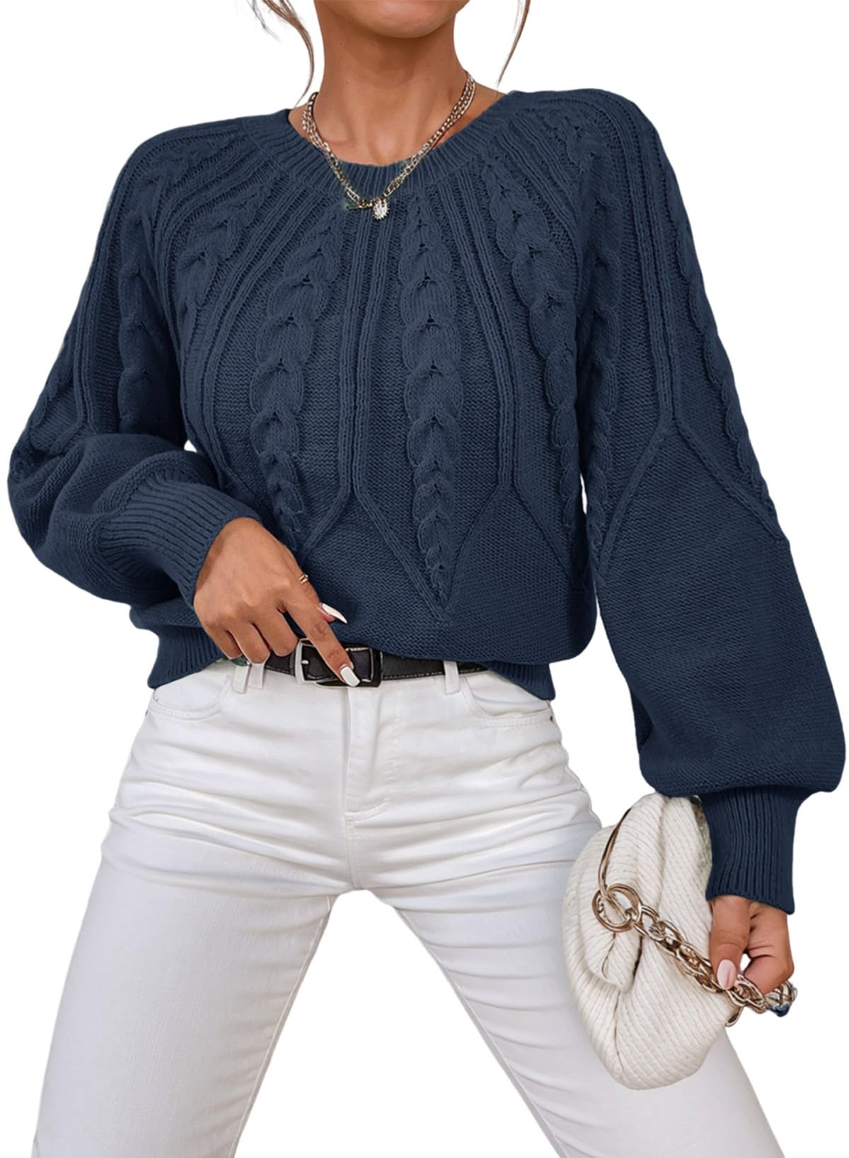 Dokotoo Womens Sweaters Long Sleeve Cable Knit Chunky Fall Tops