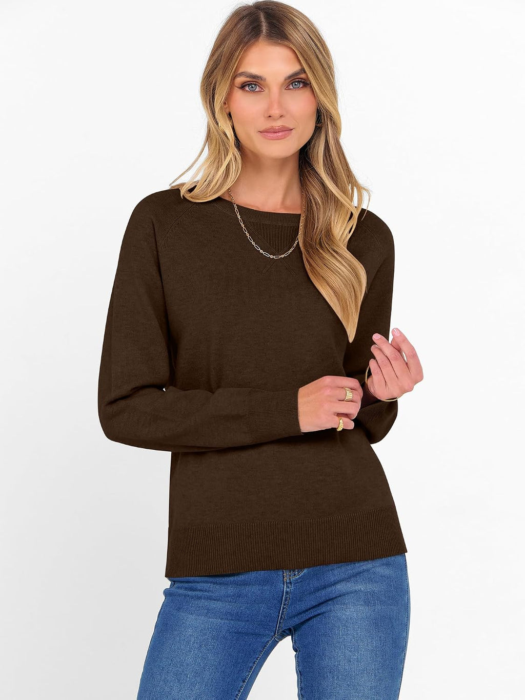 ANRABESS Sweater for Women Lightweight Knit Fall Pullover