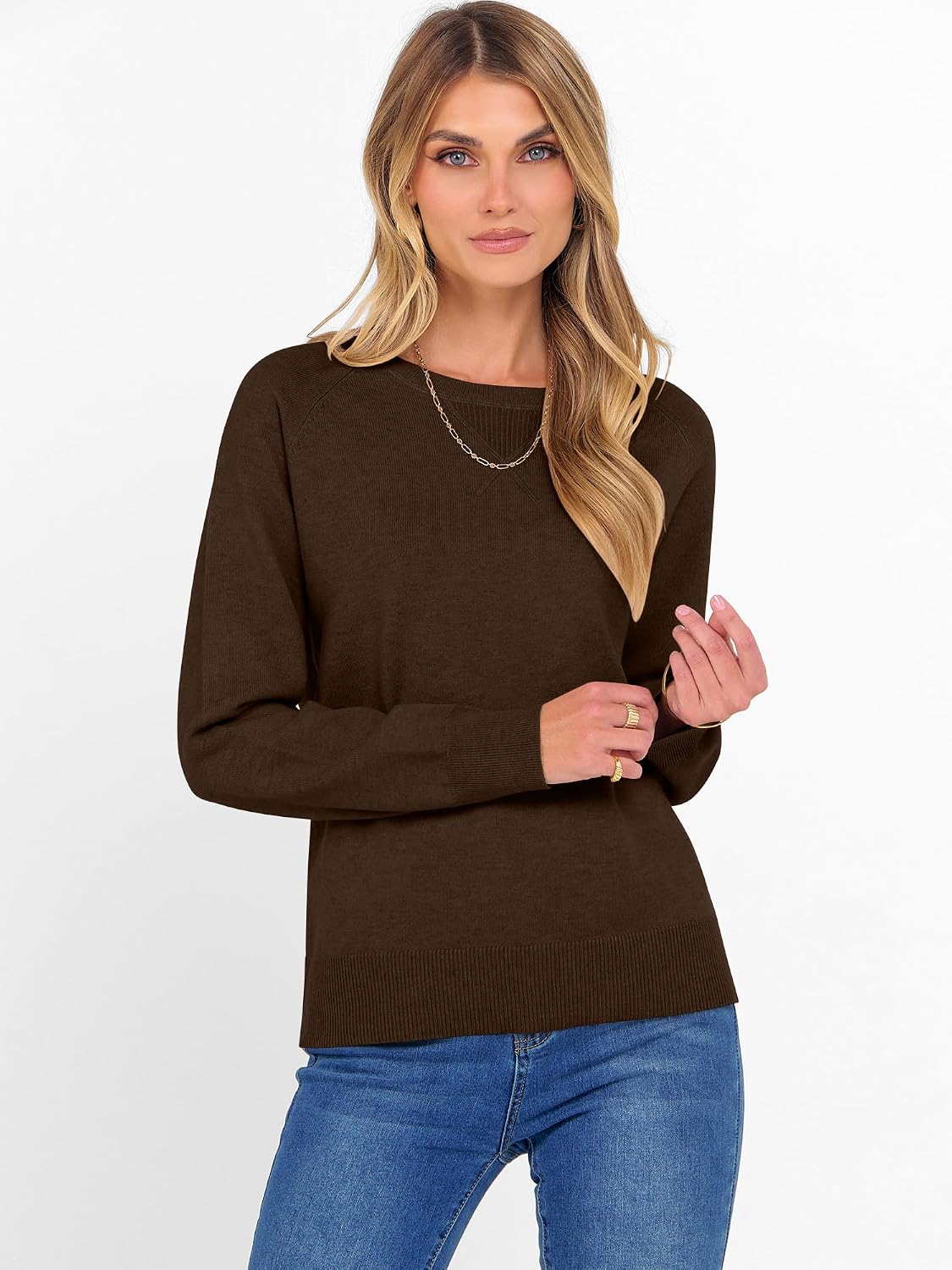 ANRABESS Sweater for Women Lightweight Knit Fall Pullover