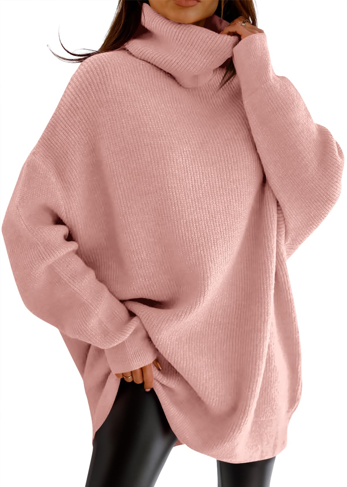 Womens Turtleneck Oversized Sweater Batwing Chunky Pullover Sweater Casual Fall Loose Knit Jumper Top