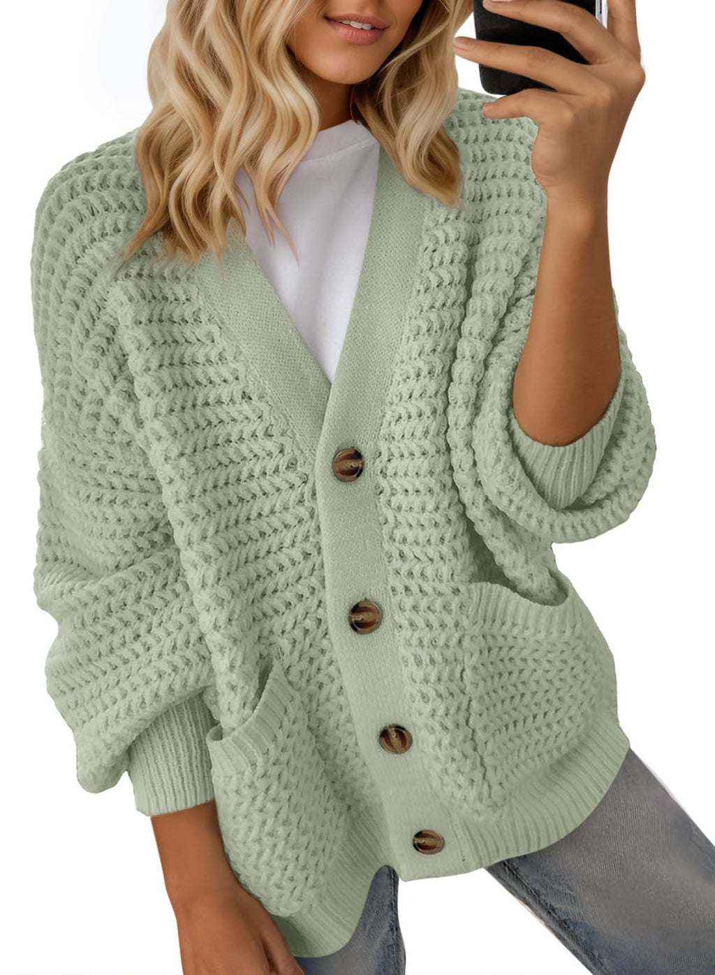 Dokotoo Women's 2026 Fashion Casual Open Front Long Sleeve Chunky Knit Cardigans Sweaters Outerwear Coats