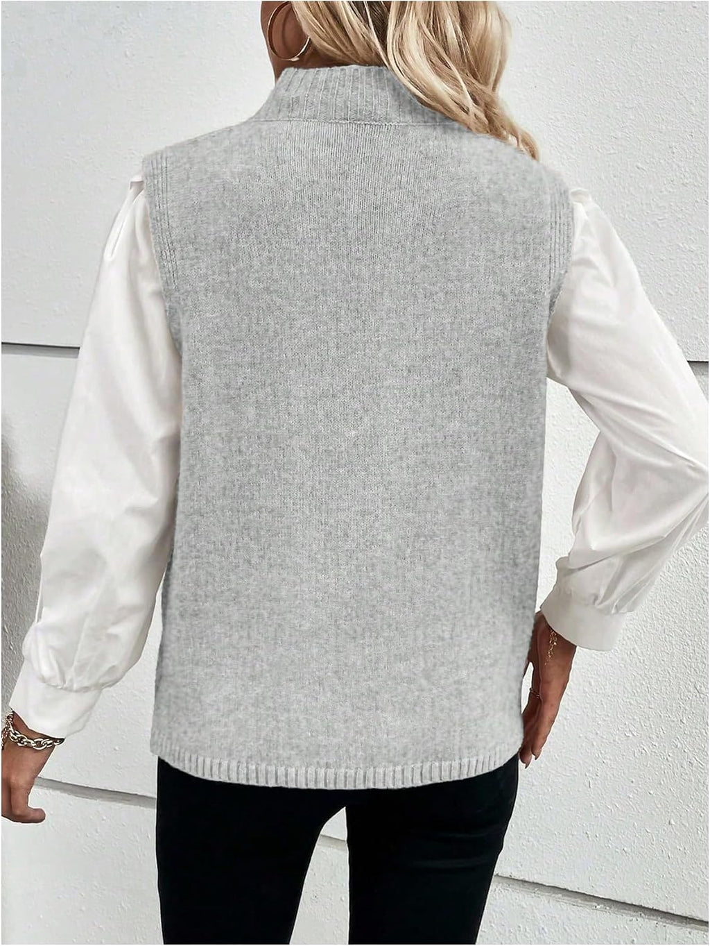 Verdusa Women's Sweater Vest Mock Neck Fall Sweaters Business Casual Outfit
