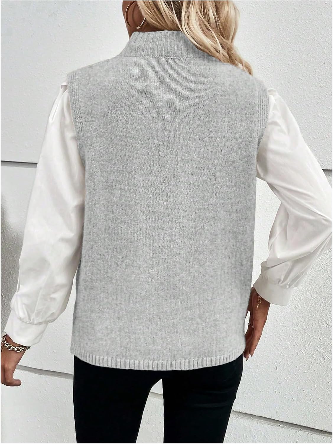 Verdusa Women's Sweater Vest Mock Neck Fall Sweaters Business Casual Outfit