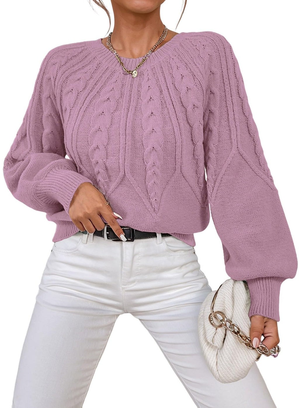 Dokotoo Womens Sweaters Long Sleeve Cable Knit Chunky Fall Tops