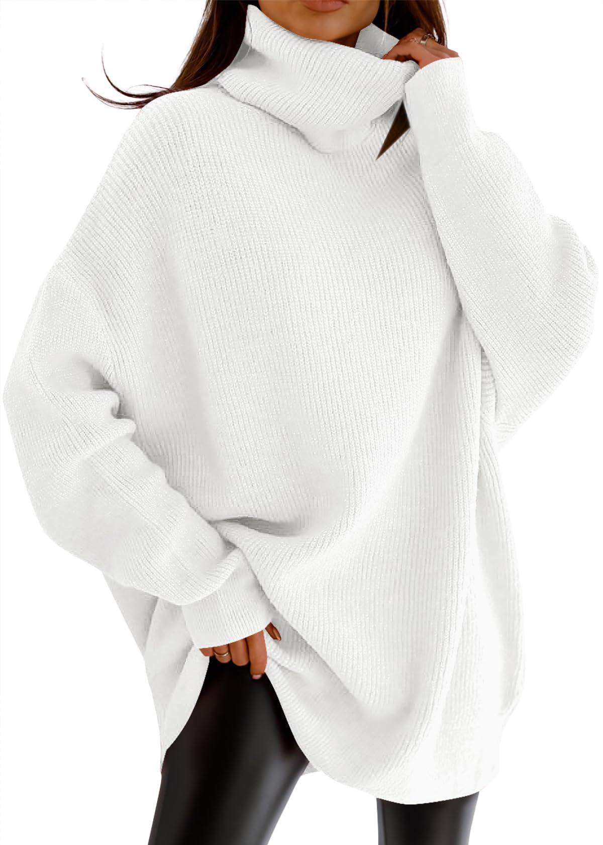 Womens Turtleneck Oversized Sweater Batwing Chunky Pullover Sweater Casual Fall Loose Knit Jumper Top