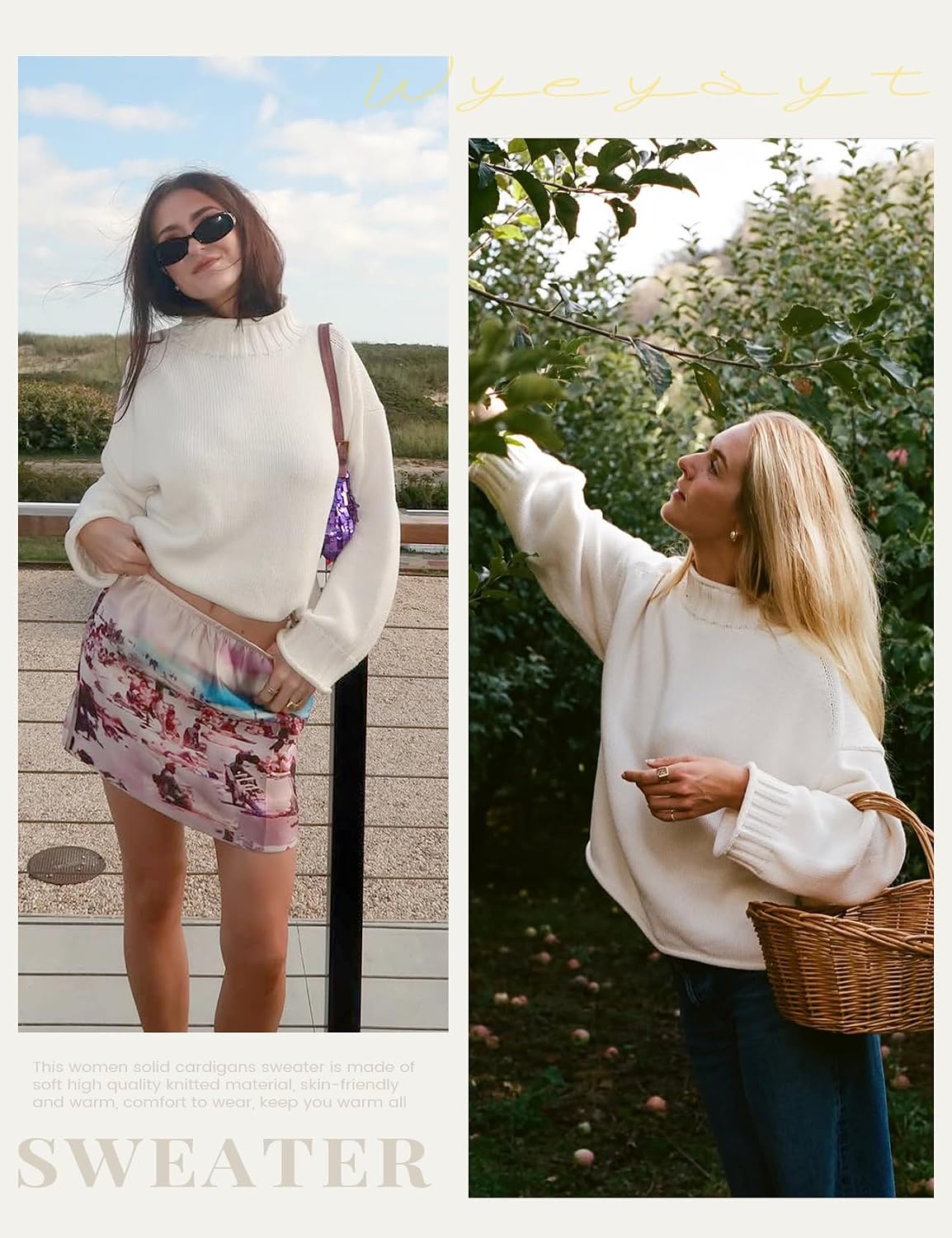 Wyeysyt Womens Oversized Rollneck Sweater Chunky Sweater