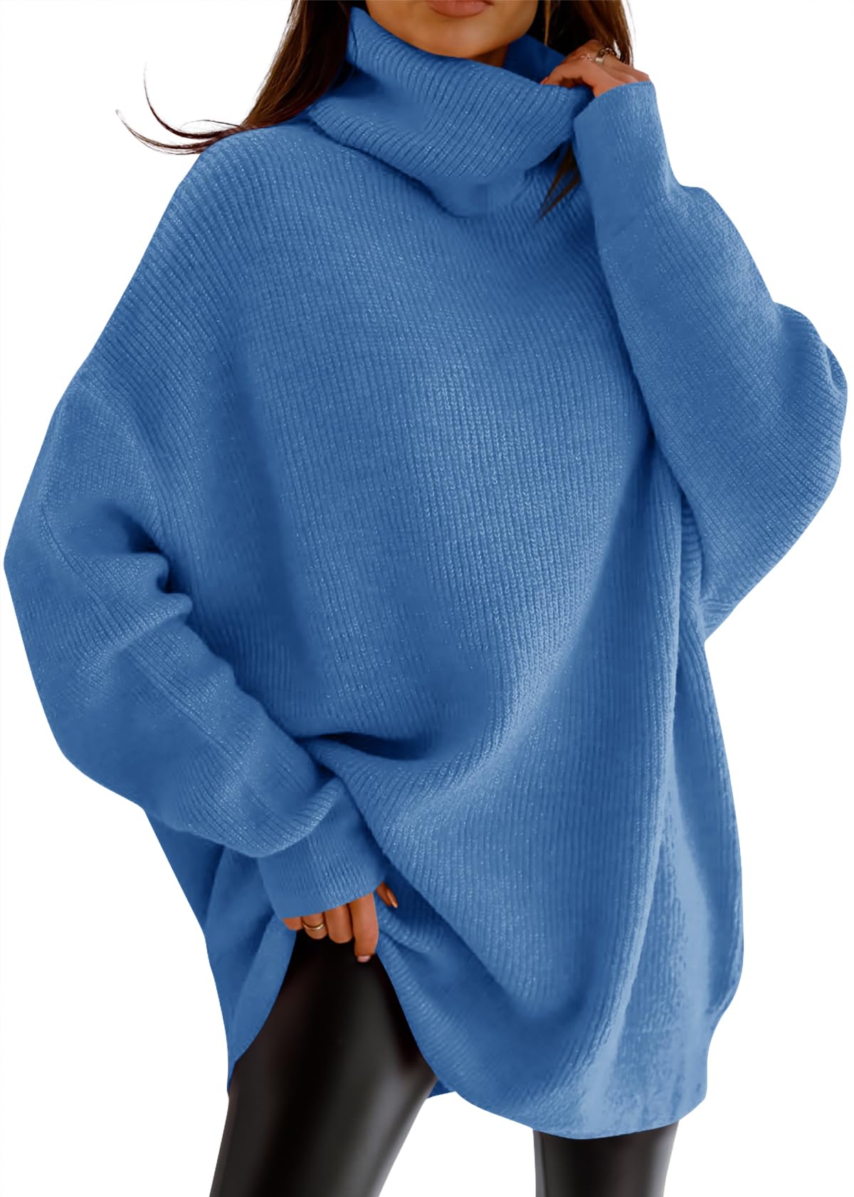 Womens Turtleneck Oversized Sweater Batwing Chunky Pullover Sweater Casual Fall Loose Knit Jumper Top