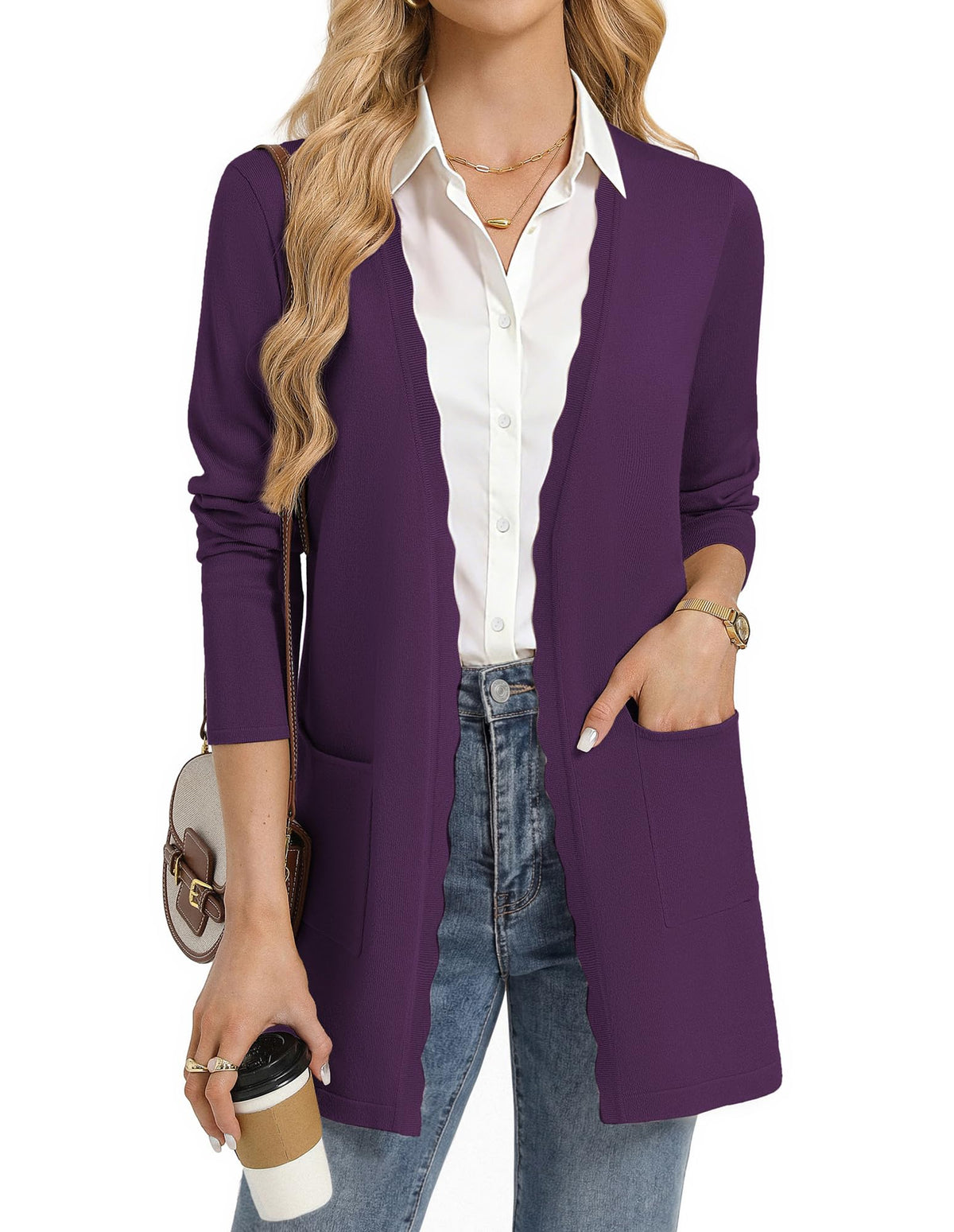 GRACE KARIN Long Cardigan Sweaters for Women Business Casual Fall Outfits