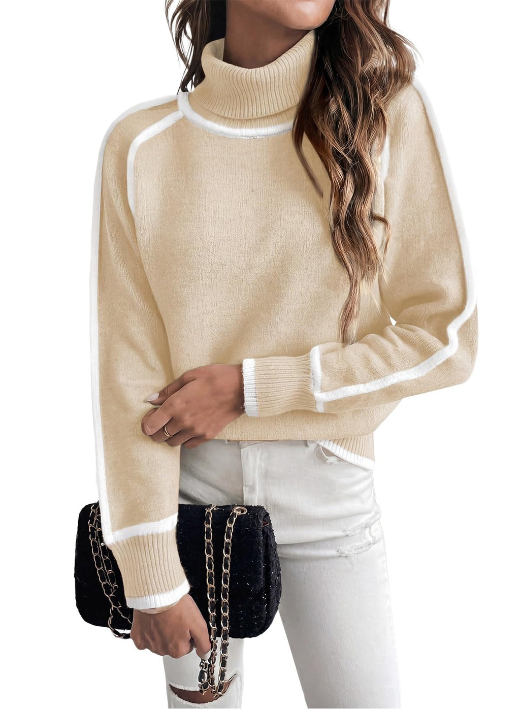 EVALESS Sweaters for Women Fall Winter Cozy Turtleneck Sweater