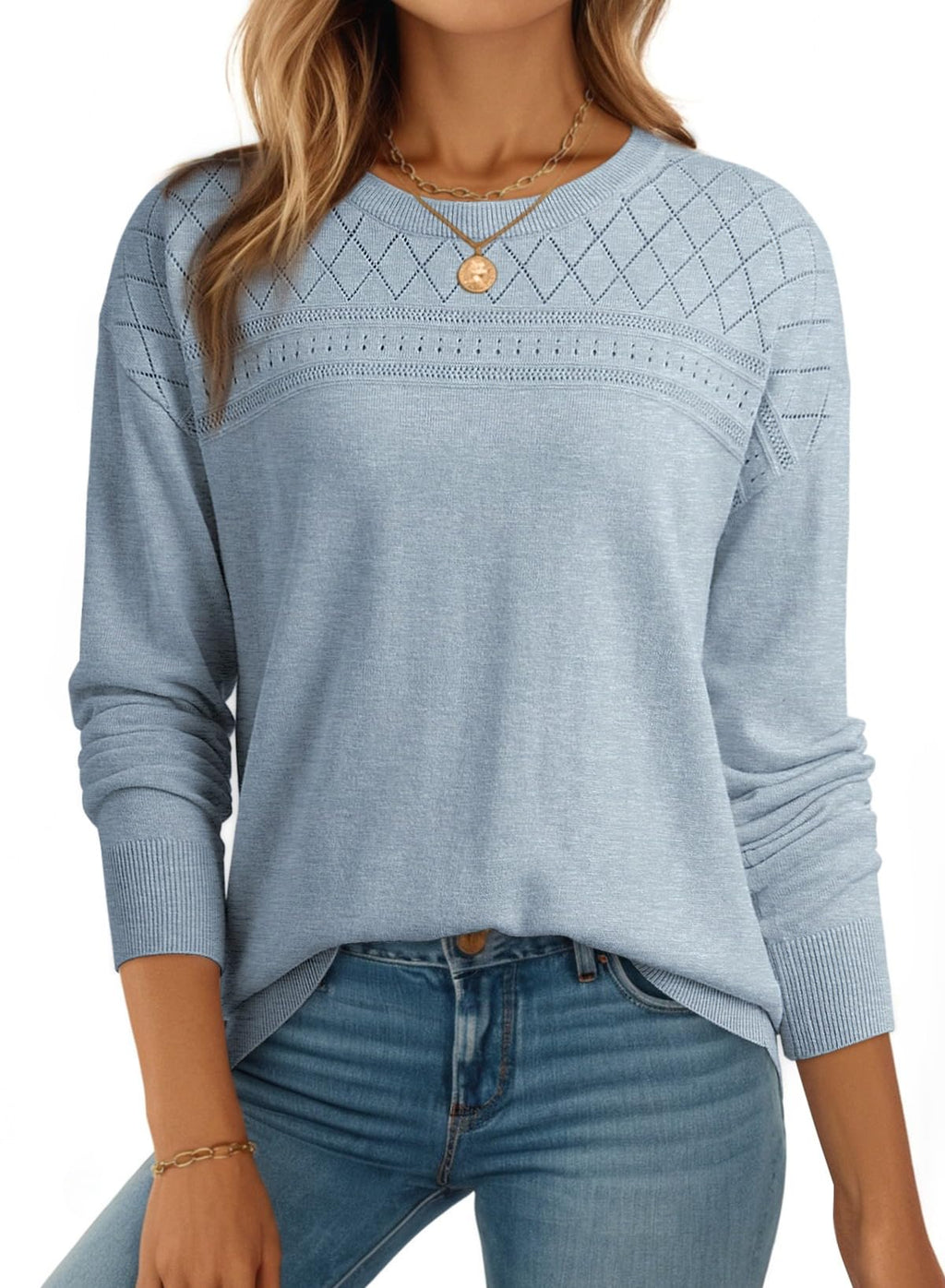 Dokotoo Women's Wool Hollow Out Sweaters Lightweight Crochet Pullover Tops