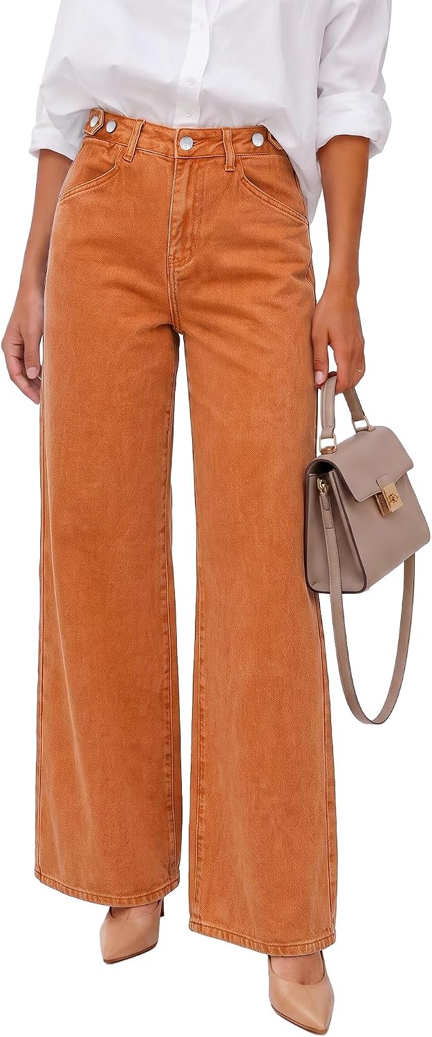 GRAPENT Wide Leg Jeans for Women High Waisted Baggy Stretchy Denim Pants