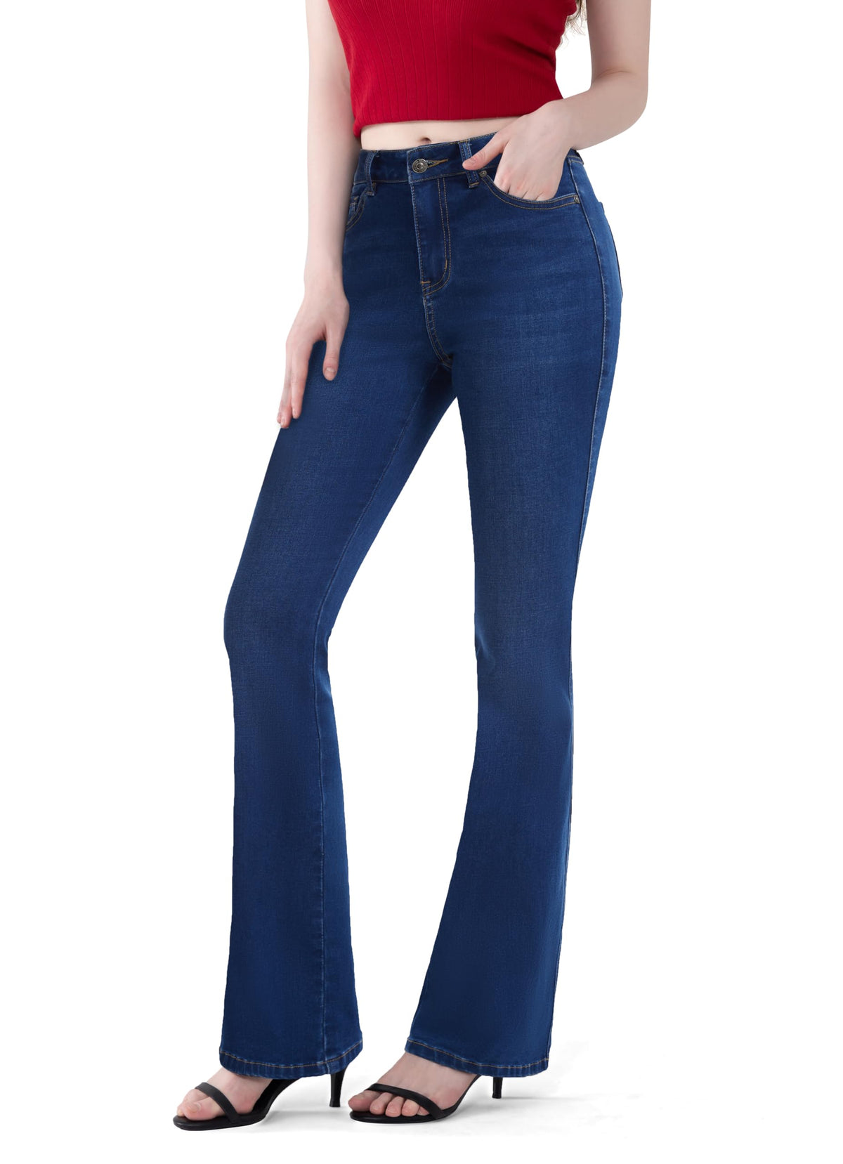 FLYING BANANA Women's Totally Shaping Curvy Stretchy Bootcut Flare Denim Jeans