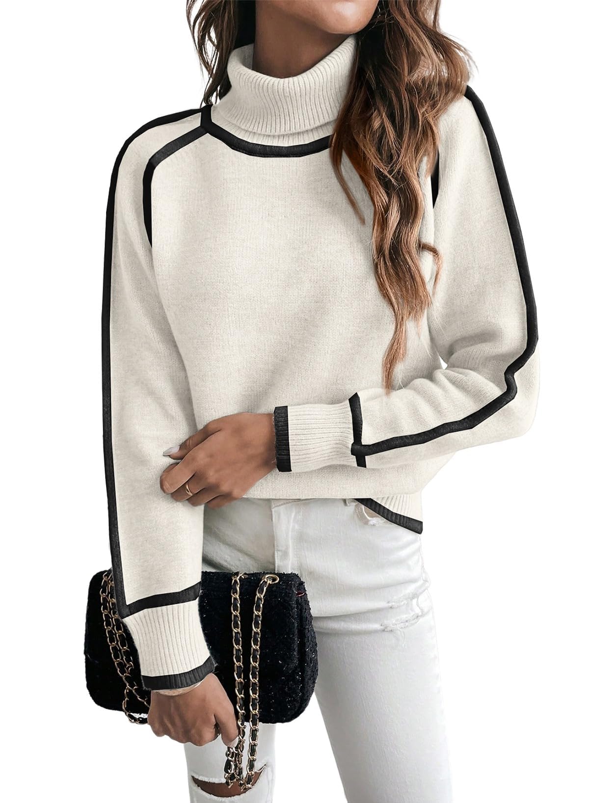 EVALESS Sweaters for Women Fall Winter Cozy Turtleneck Sweater
