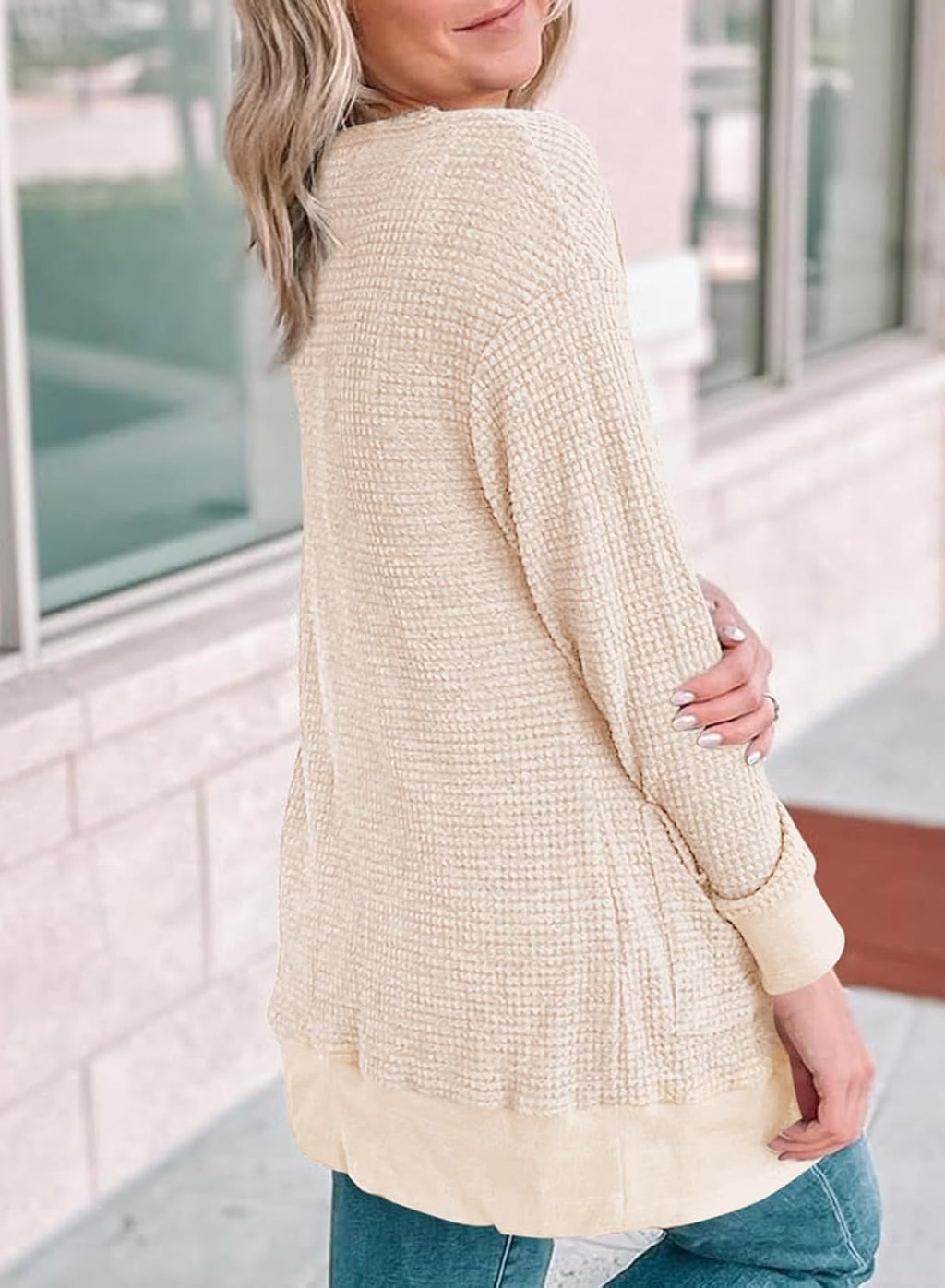 Eytino Womens Plus Size Waffle Knit Button Down Cardigans(1X-5X)