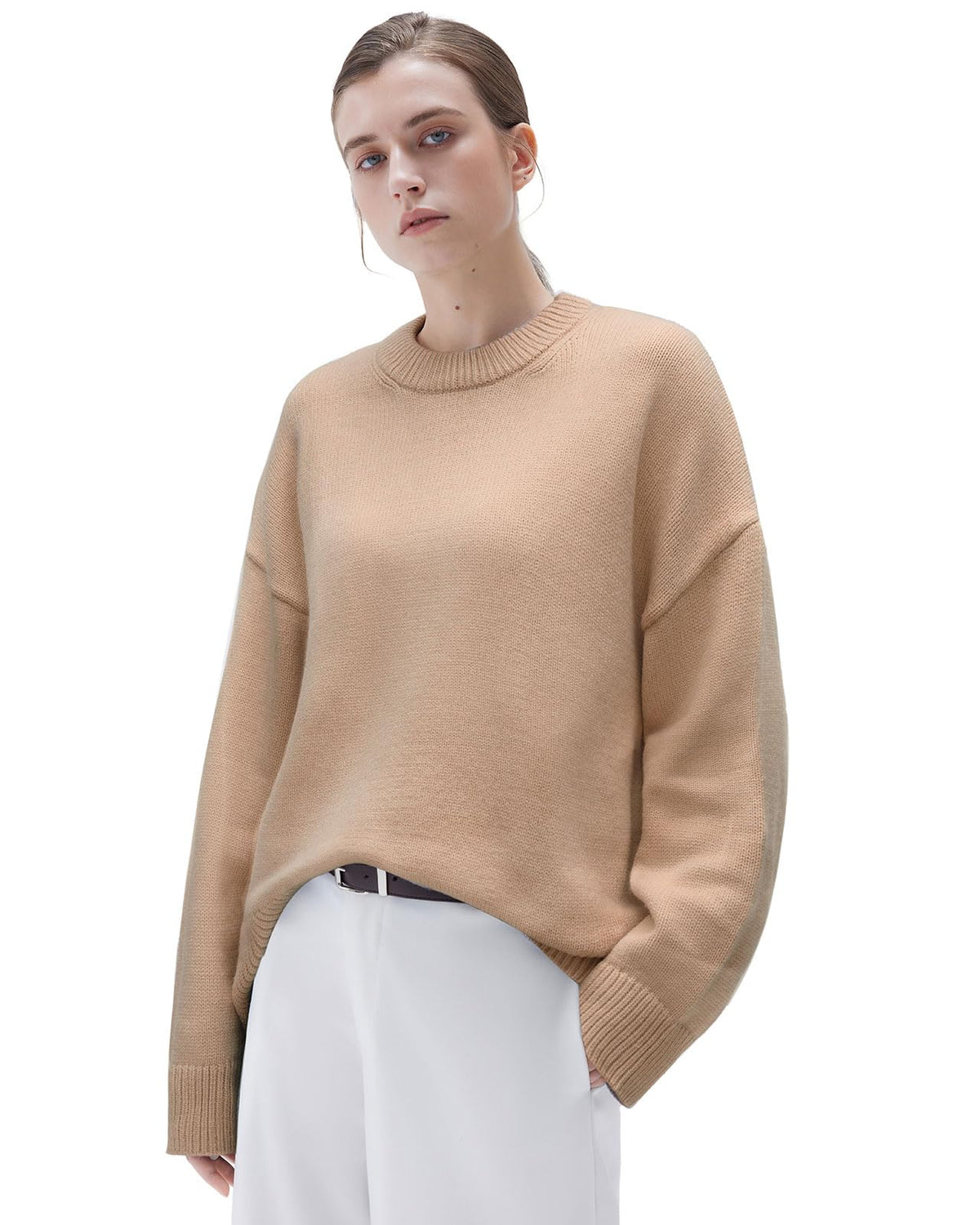 SUUKSESS Women Cashmere Blend Oversized Sweaters Long Sleeve Pullover Tops