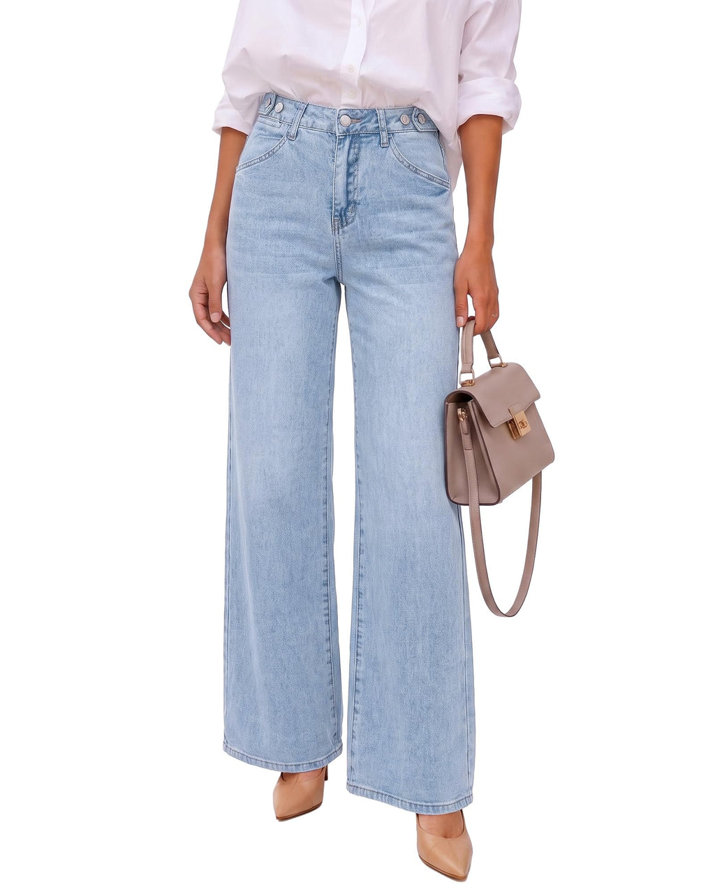 GRAPENT Wide Leg Jeans for Women High Waisted Baggy Stretchy Denim Pants