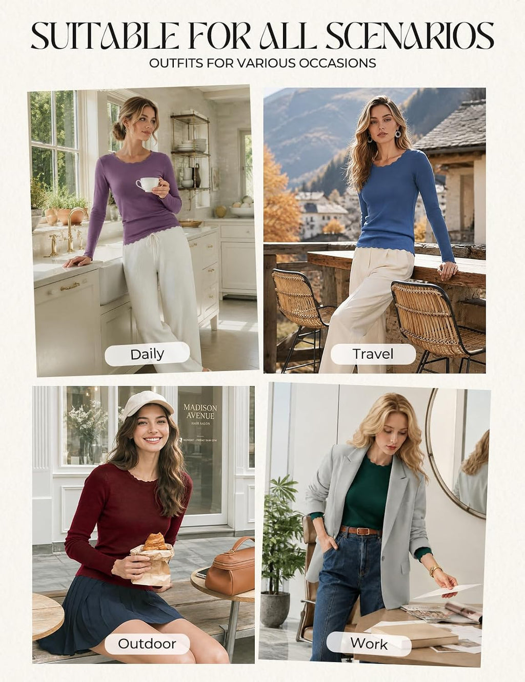GRACE KARIN Long Sleeve Fall Sweaters for Women Trendy Business Casual Tops