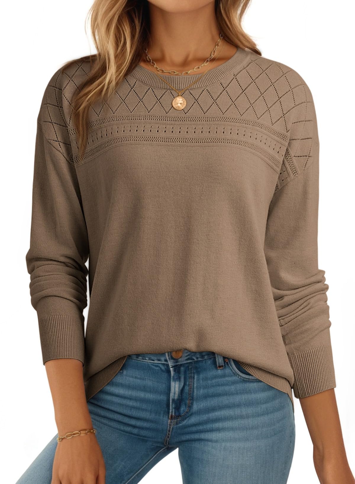 Dokotoo Women's Wool Hollow Out Sweaters Lightweight Crochet Pullover Tops