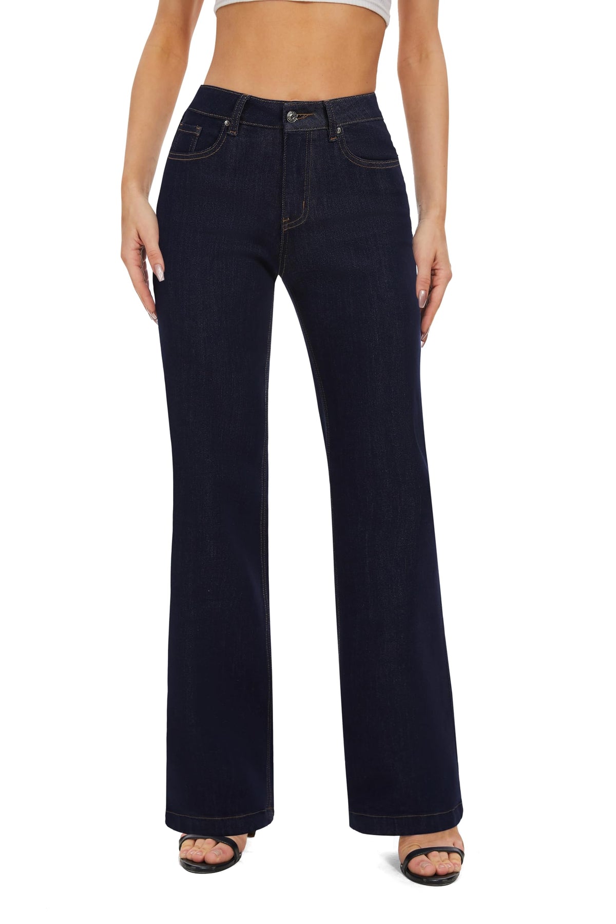 FLYING BANANA Women's High Waisted Wide Leg Baggy Stretch Denim Jeans