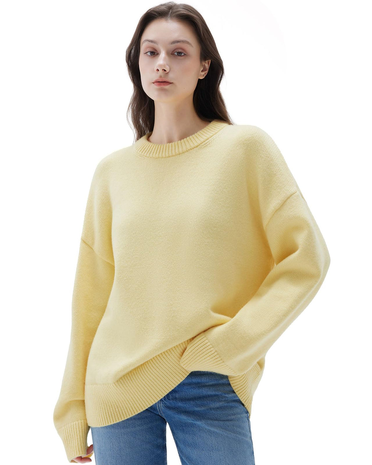 SUUKSESS Women Cashmere Blend Oversized Sweaters Long Sleeve Pullover Tops