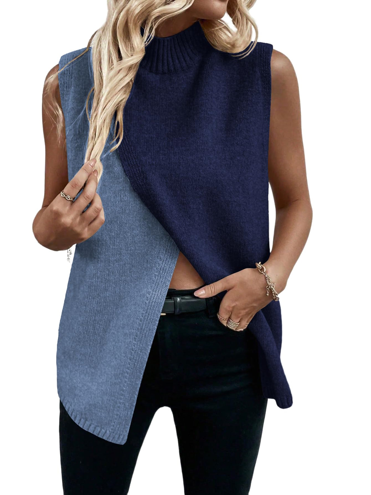 Verdusa Women's Sweater Vest Mock Neck Fall Sweaters Business Casual Outfit