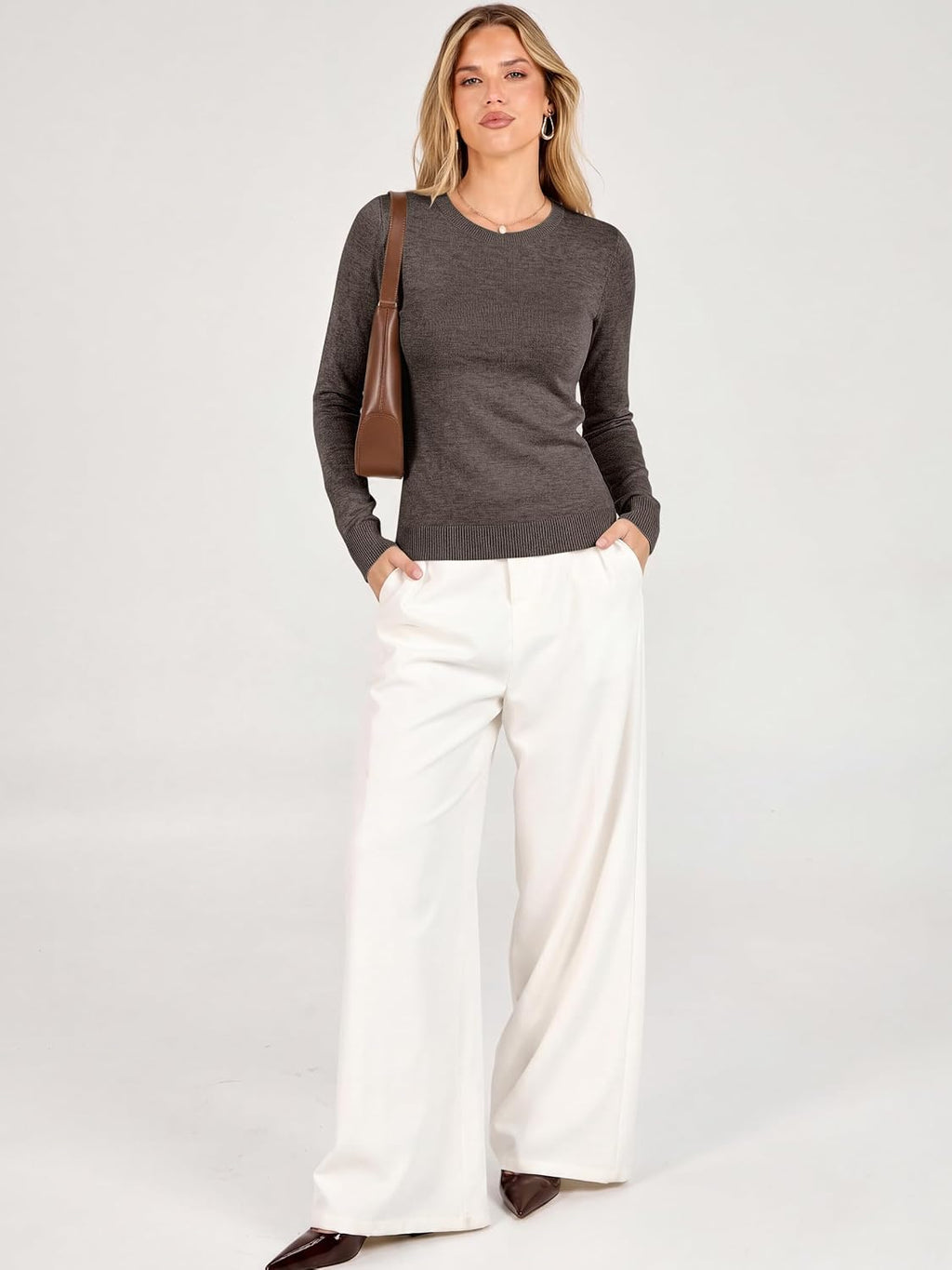 ANRABESS Women’s Long Sleeve Lightweight Slim Fitted Sweaters Top