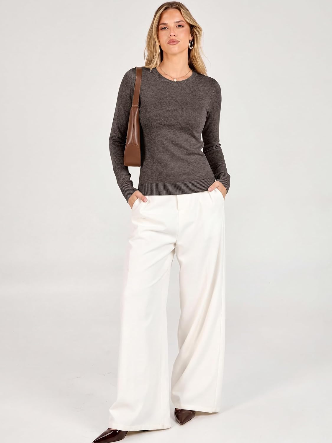 ANRABESS Women’s Long Sleeve Lightweight Slim Fitted Sweaters Top