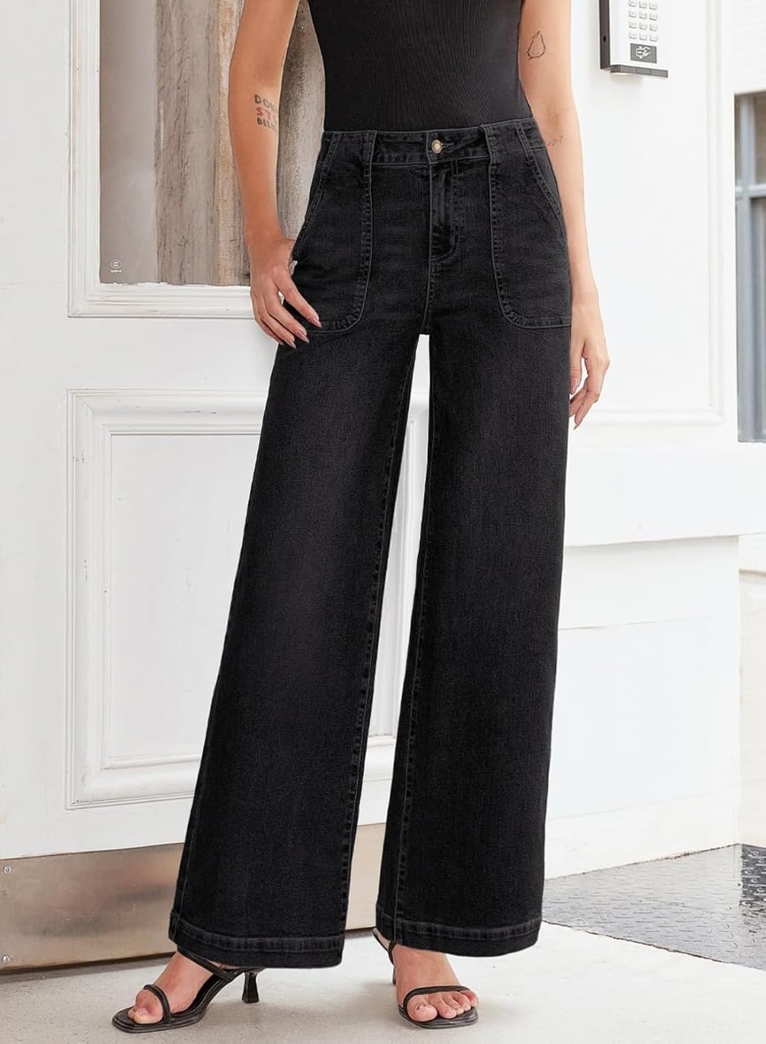 Sidefeel Womens Wide Leg Jeans High Waisted Baggy Denim Pants