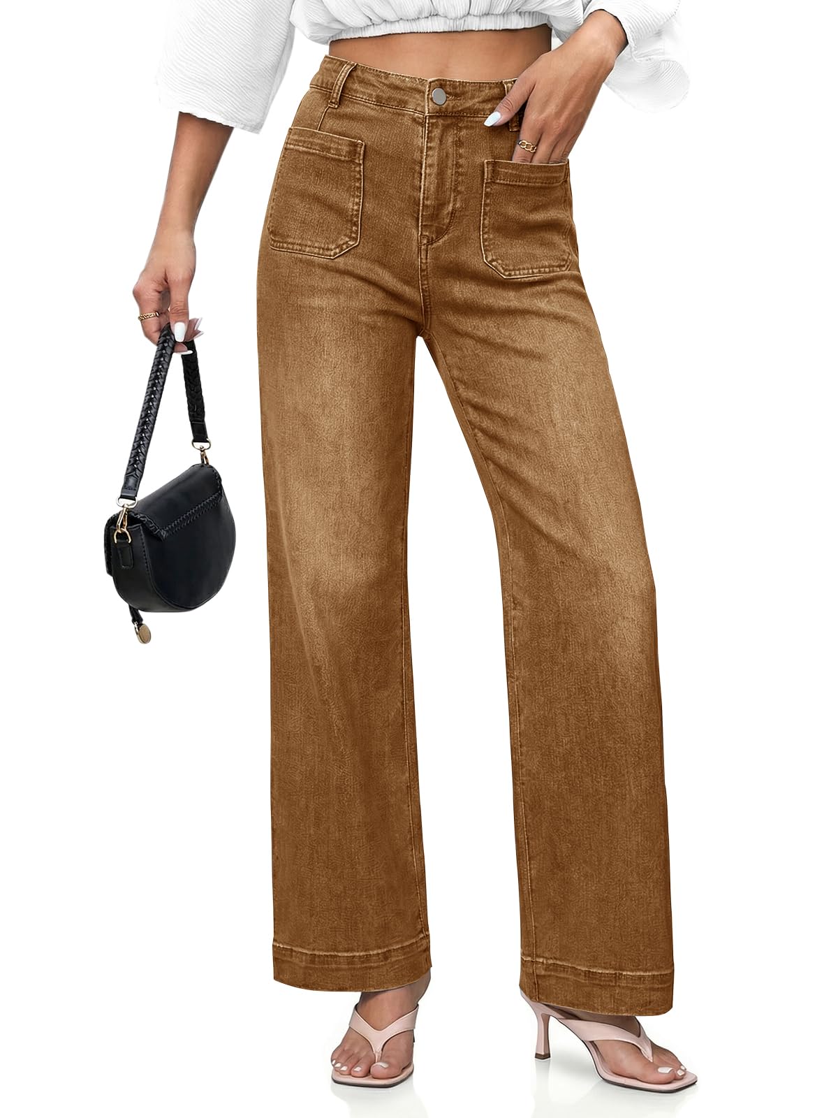 Cicy Bell Womens Wide Leg Jeans High Waisted Straight Leg Denim Pants