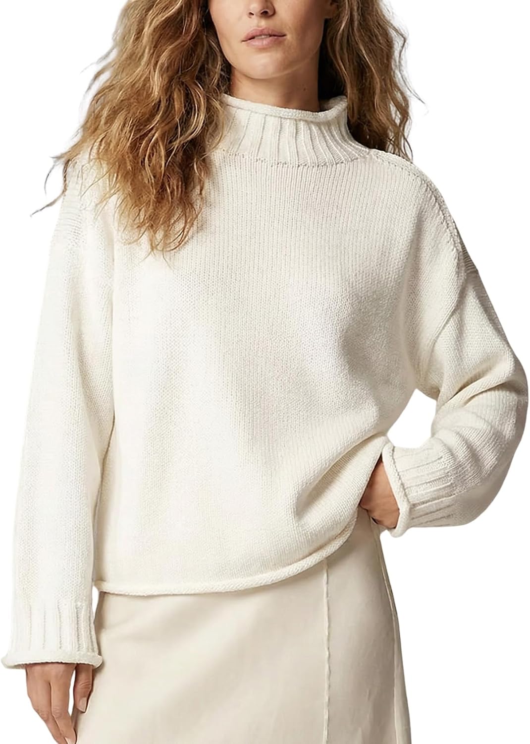 Wyeysyt Womens Oversized Rollneck Sweater Chunky Sweater
