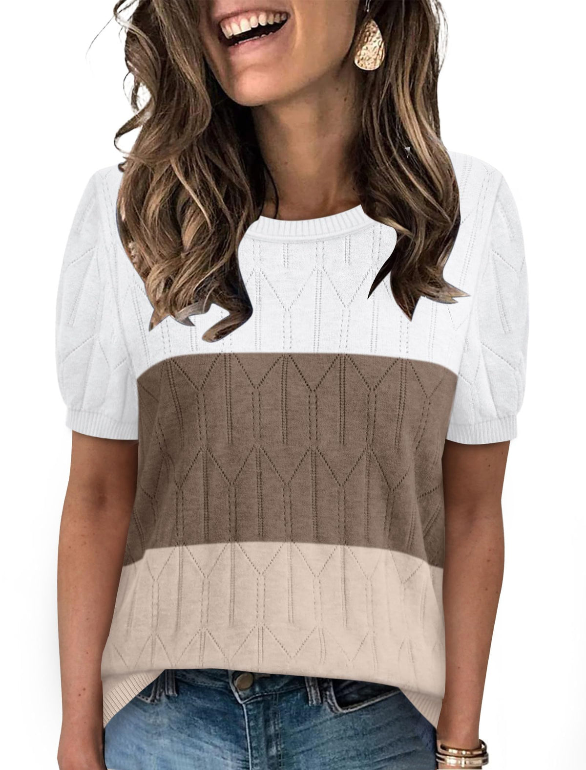 Sampeel Short Sleeve Sweater for Women Round Neck Knit Work Tops Beach Fashion Vacation Clothes Summer Outfits 2026