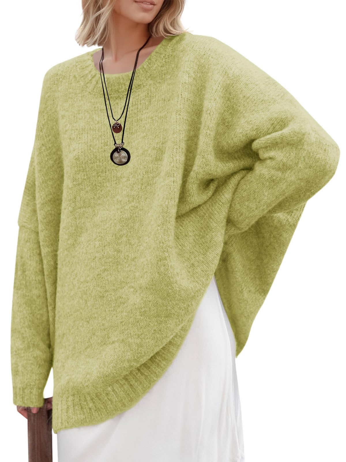 Saodimallsu Womens Oversized Tunic Sweaters Chunky Knit Slouchy Pullover