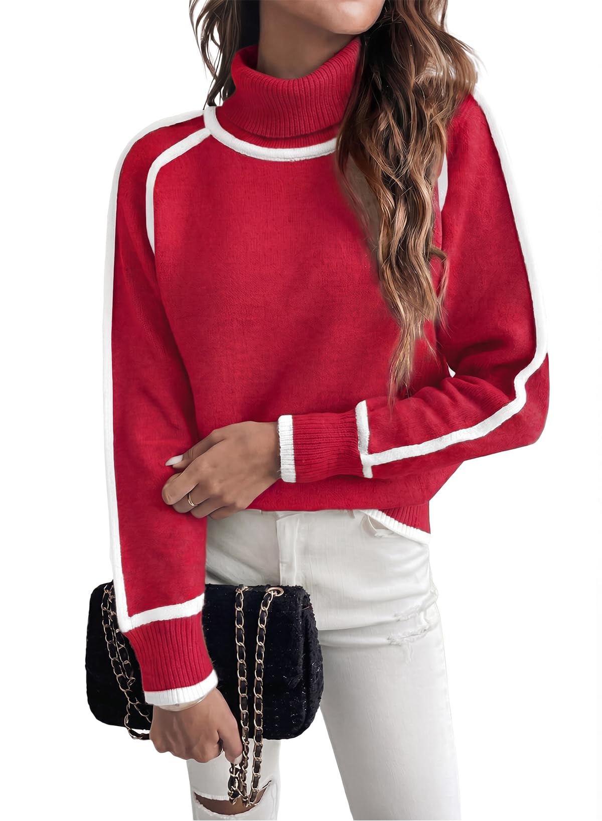 EVALESS Sweaters for Women Fall Winter Cozy Turtleneck Sweater
