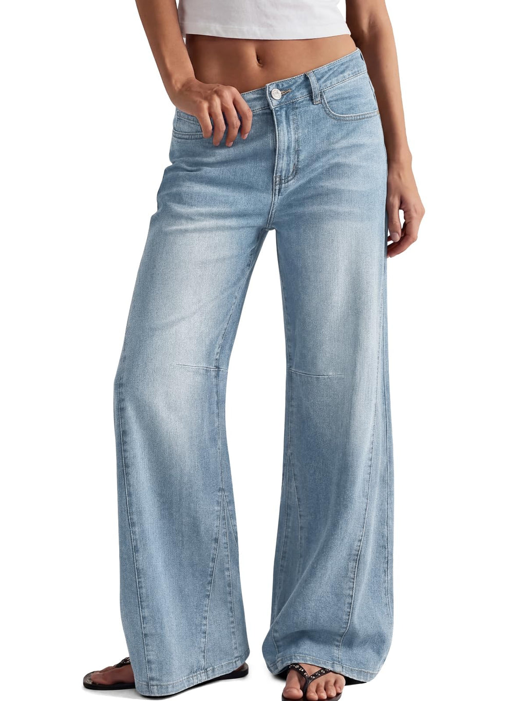 Trendy Queen Women's High Waisted Wide Leg Jeans Barrel Baggy Pants