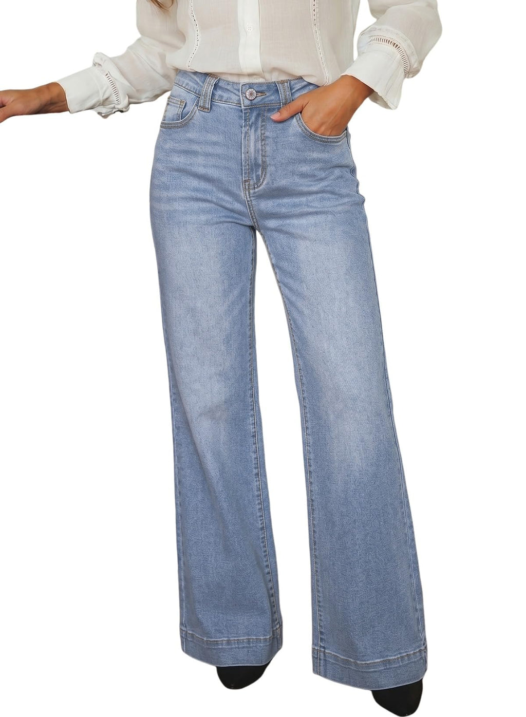 Dokotoo Women's Wide Leg Baggy Flare Jeans High Waisted 2026 Denim Pants