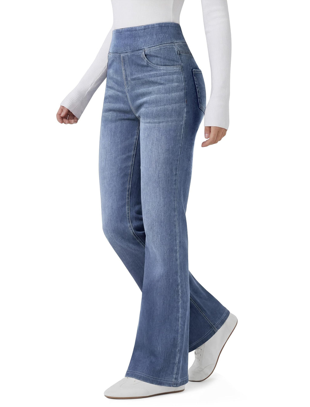 FireSwan Women’s Trendy Stretchy Flare Jeans Pull On Casual Denim Pants
