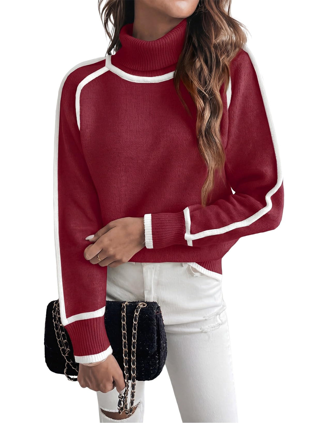 EVALESS Sweaters for Women Fall Winter Cozy Turtleneck Sweater