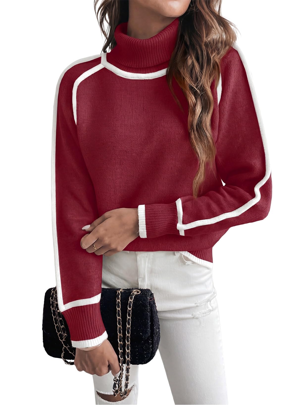 EVALESS Sweaters for Women Fall Winter Cozy Turtleneck Sweater
