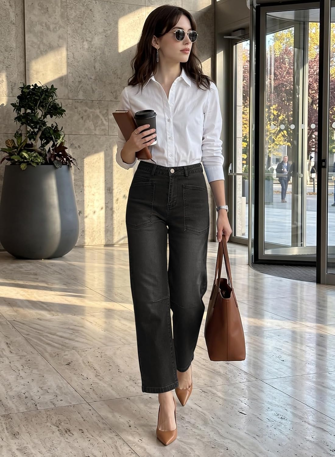 EVALESS Barrel Jeans Women Baggy Stretchy Cropped Denim Pants