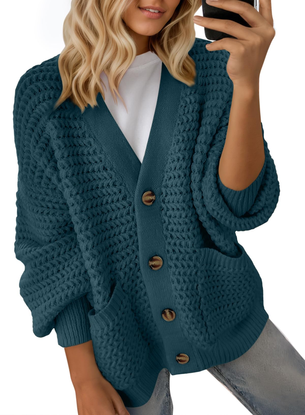 Dokotoo Women's 2026 Fashion Casual Open Front Long Sleeve Chunky Knit Cardigans Sweaters Outerwear Coats