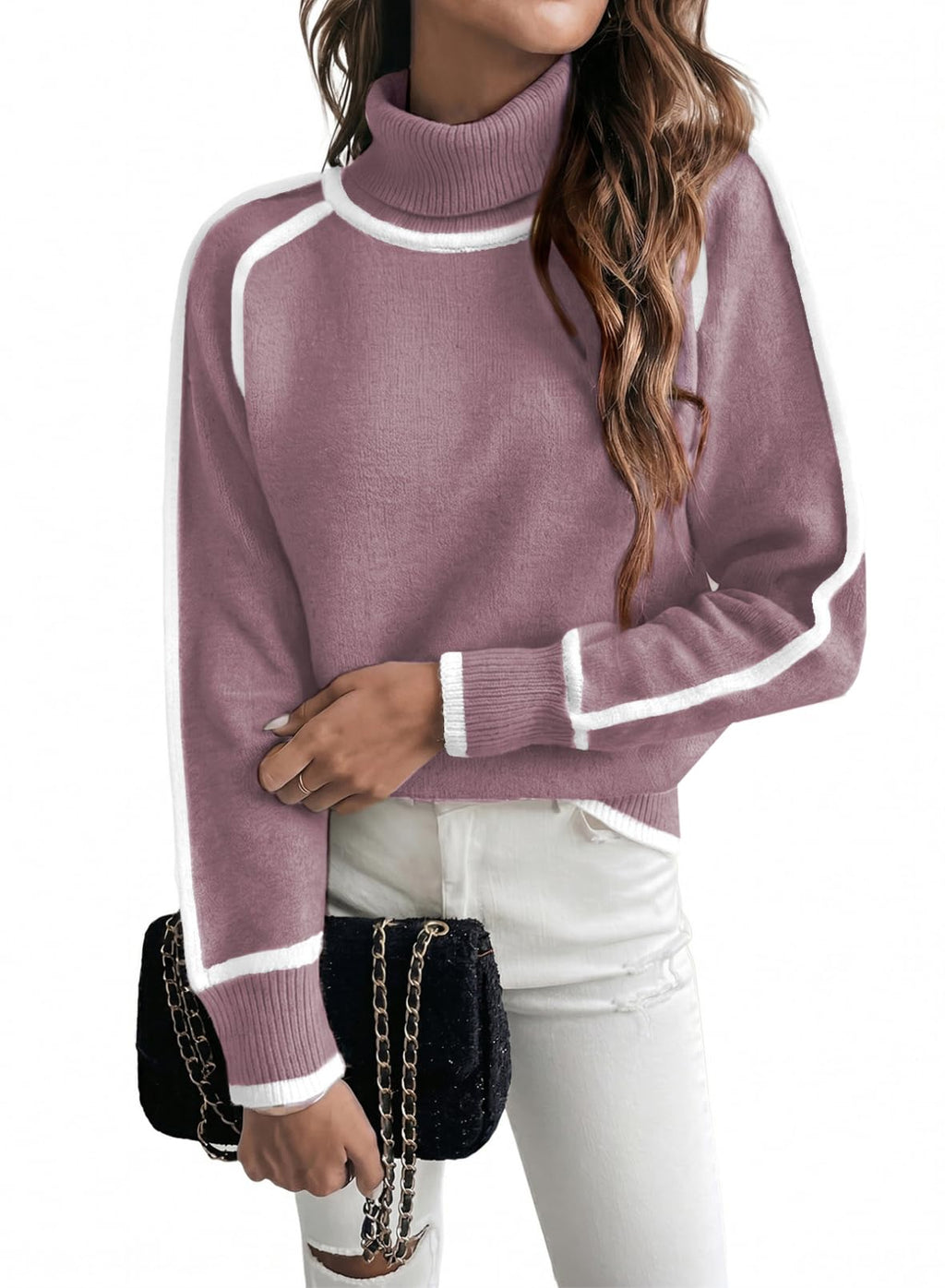 EVALESS Sweaters for Women Fall Winter Cozy Turtleneck Sweater